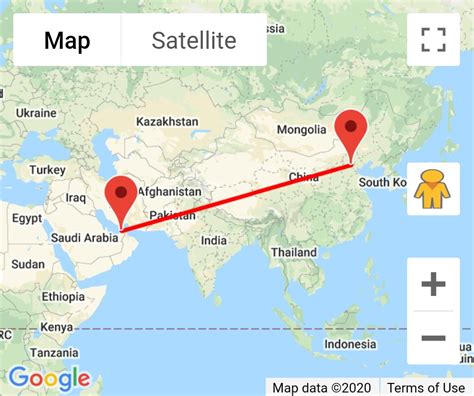 Distance from China to Dubai.